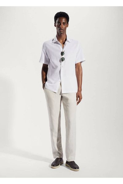 MANGO Man Παντελόνι Slim Fit 100% Λινό
