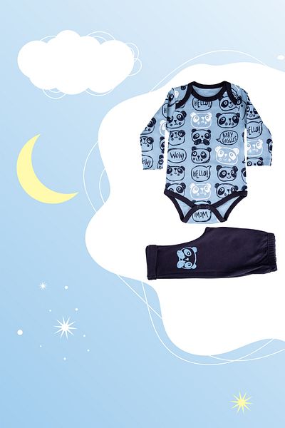 Necix's Blue Panda Smiling 3-Piece Baby Set 100% Cotton Soft Set That Will Make Your Baby Very Comfortable