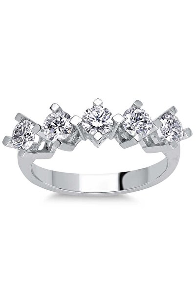 Mavili Gümüş Mozanit 1,00 Ct Beştaş Gümüş Yüzük