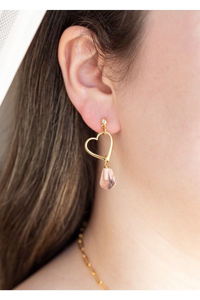 CHARMLUCKY Murano Pomegranate Grain Heart Earrings