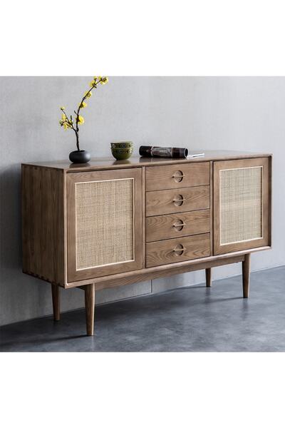 one design Masif Ahşap Konsol Çekmeceli Kapaklı Ahşap Konsol Ceviz