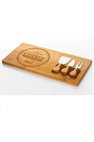 DURNES - Bamboo Cheese Presentation Board with 4 Pieces Apparatus 39cm X 20cm X 3 Cm