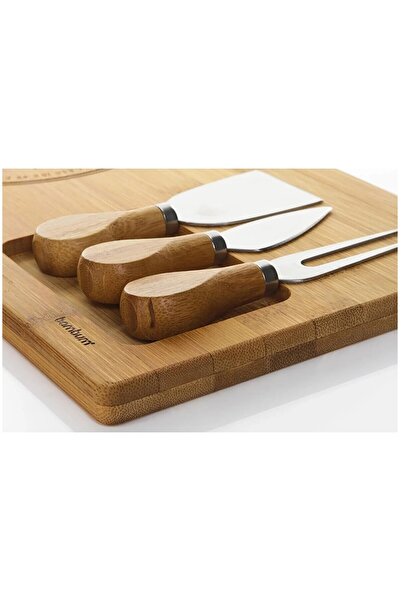 DURNES - Bamboo Cheese Presentation Board with 4 Pieces Apparatus 39cm X 20cm X 3 Cm