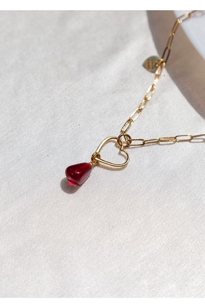 CHARMLUCKY Murano Pomegranate Grain Heart Necklace