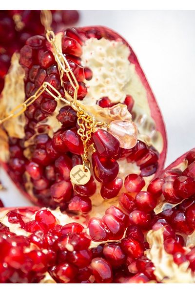 CHARMLUCKY Murano Pomegranate Grain Cluster Necklace with Letter