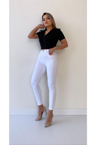SEDA FİDAN Recovery Skinny Jeans Ecru