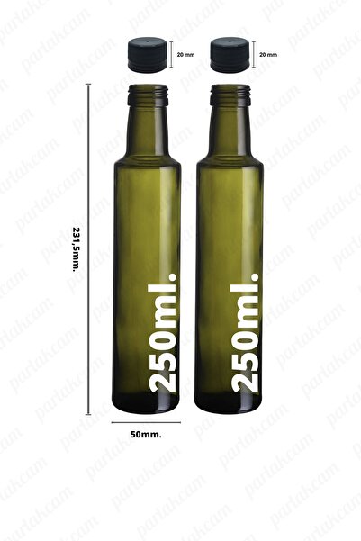 parlakcam 2 Adet Zeytinyağı Şişesi Yeşil Cam Şişe 250ml Dorica Yağdanlık Yağl...