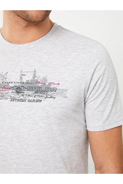 LC Waikiki Men's Stone Melange T-Shirt Crew Neck Short Sleeve Printed from Your Fashion Style