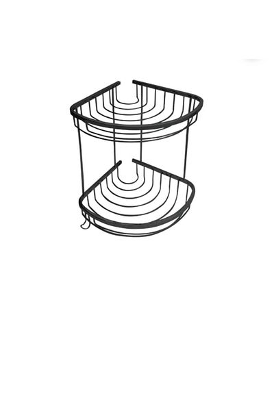 İSAOĞLU YAPI Matte Black Shampoo Holder Stainless Brass Material Black Hanger Corner Shampoo Holder