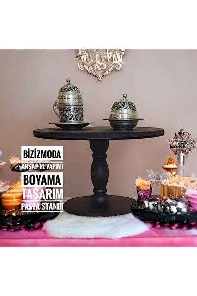 bizizmoda Siyah Pasta Kek Standı Ayaklı Sunumluk Servis Standi Siyah