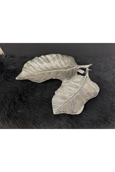 selin dekor Dekoratif Döküm Gümüş Ikili Yaprak Tabak