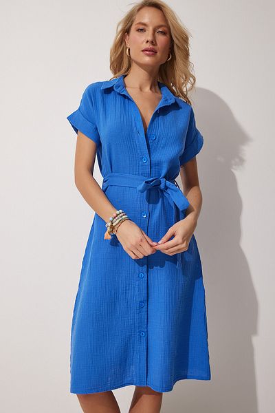 Happiness İstanbul Kleid - Blau - Blusenkleid