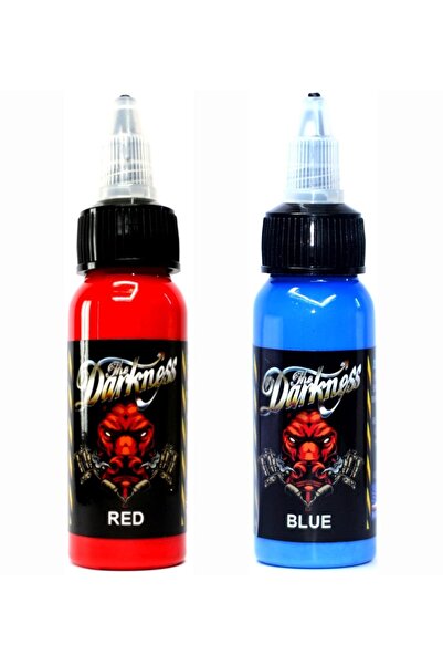 DARKNESS Kırmızı Dövme Boyası Ve Mavi Dövme Boyası 2 Renk 30 Ml