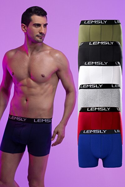Lemsly Likralı Renkli Boxer 6'lı Kutu Premium Kalite Iç Çamaşırı Exclusive Paket