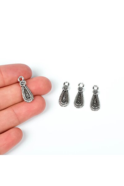 yfhobi 4 Adet - 21 Mm Damla Desenli Metal Uç, Takı Malzemesi, Boyalı Gümüş Ka...