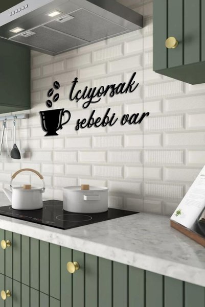 Genel Markalar Içiyorsak Sebebi Var Ahşap Duvar Yazısı-ahşap Duvar Dekoru-ahşap Tablo-70x30cm