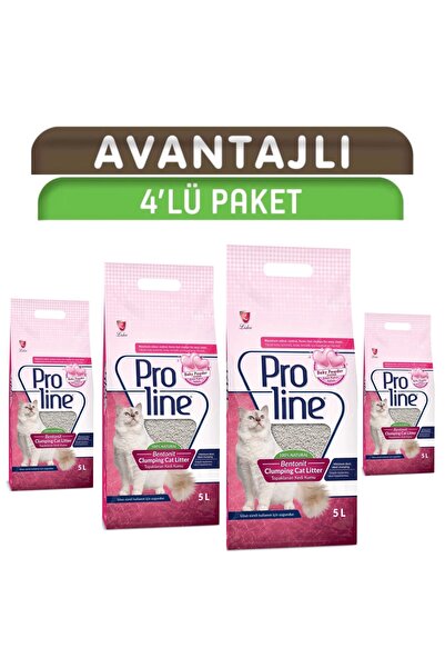 Pro Line Proline Bebek Pudra Kokulu Bentonit Kedi Kumu 5 Lt Ince Tane Topakla...