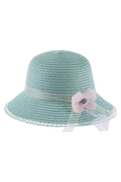Soft and Baby Сламена шапка за момиче 3-10 години с панделка и цвете