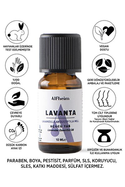 Alfheim Lavanta Uçucu Yağı Lavanta YağıAromaterapi Koku Uçucu Yağlar 10 ml