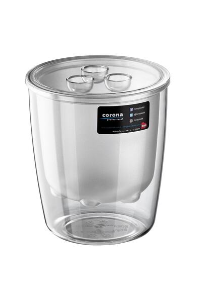 Corona Professional Pc Buz Kovası Plastik Süzgeçli Kapaklı Beyaz 2 Litre