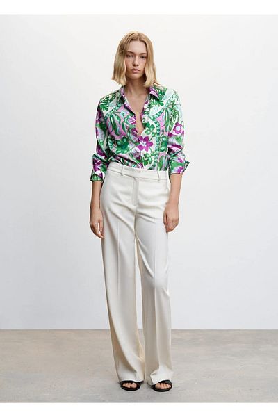 MANGO Woman Cămașă cu model din satin
