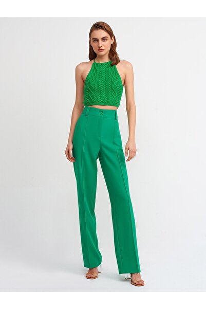 Dilvin 10152 Back Collar Lace Knitwear Athlete-green