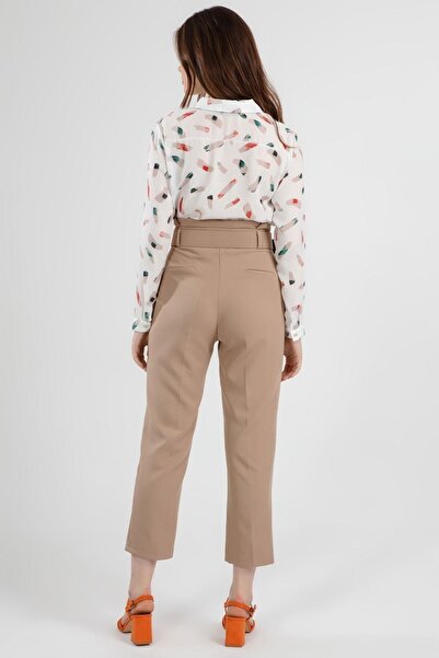 Pattaya Women's High Waist Belted Fabric Trousers Y20s110-6464