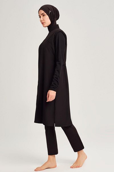 Haşema Σετ μαγιό Casual Cut Black Gingham 5 τεμαχίων Hijab