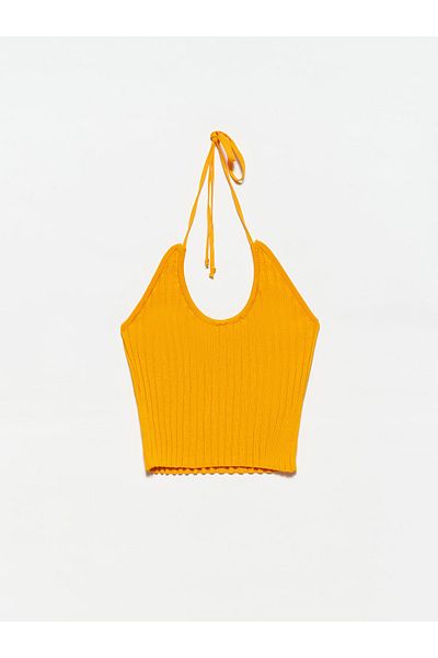 Dilvin 10204 Cross Lace Knitwear Undershirt - orange