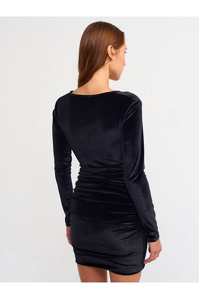 Dilvin 90422 Draped Velvet Dress