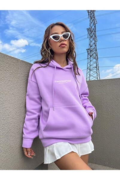 Machetta Γυναικεία φούτερ με κουκούλα «μεγάλο μέγεθος» λιλά Mad For Nothing