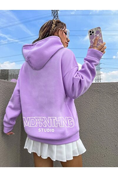 Machetta Γυναικεία φούτερ με κουκούλα «μεγάλο μέγεθος» λιλά Mad For Nothing