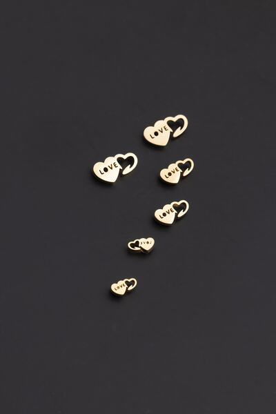 Sortie Aksesuar Love Yazılı Kalp Figürlü Paslanmaz Çelik Küpe Seti 006