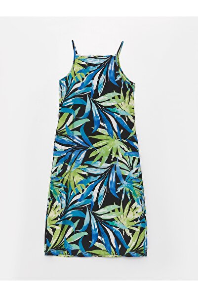 LC Waikiki Dámské šaty lněného vzhledu s čtvercovým výstřihem