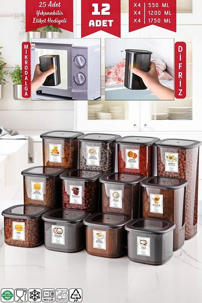 Nandy Home 12-Piece Anthracite Economical Unbreakable Storage Set - 1.75/1.2/0.55 Lt