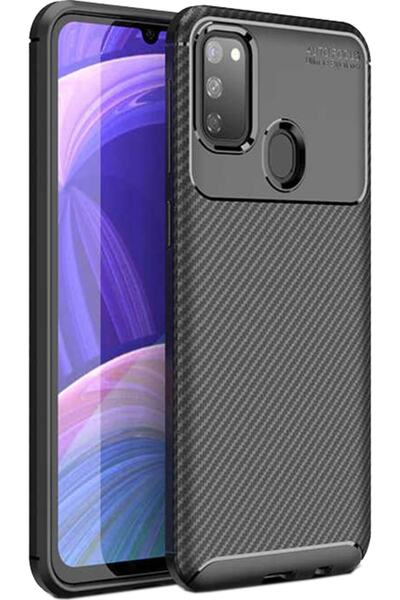 Case 4U Galaxy M30s Kılıf Rugged Armor Karbon Uzun Ömürlü Negro Kılıf Siyah
