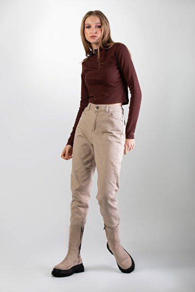 Pattaya Women's Ribbed Long Sleeve Crop Blouse P21s201-2319