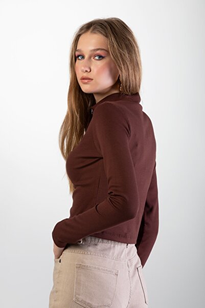 Pattaya Women's Ribbed Long Sleeve Crop Blouse P21s201-2319