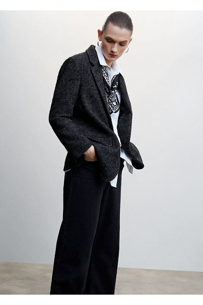 MANGO Woman Buttoned Molded Blazer Jacket