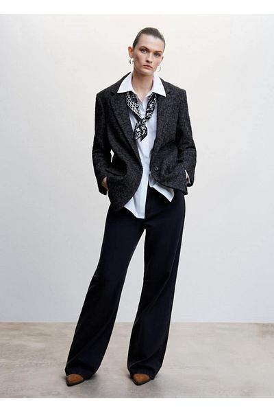 MANGO Woman Buttoned Molded Blazer Jacket