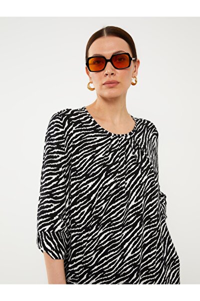 LC Waikiki Oversize dámské šaty se vzorem s výstřihem