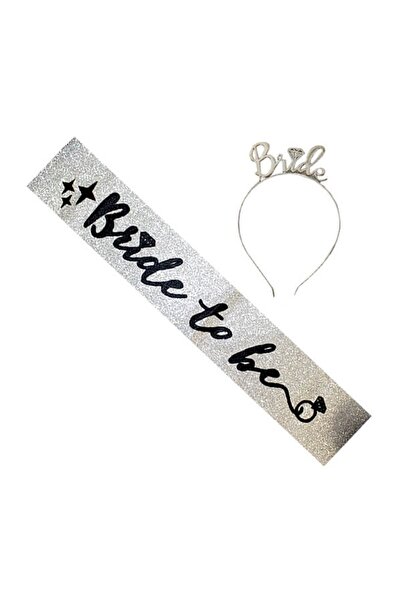 Mini Parti طقم العروس من Mini Party Store فضي - لامع (تاج + وشاح)