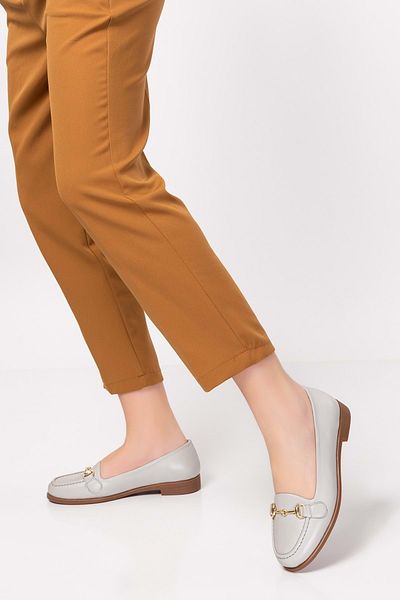 Gondol Loafer casual pentru femei din piele naturală Vdt.851 - Ice Grey - 38