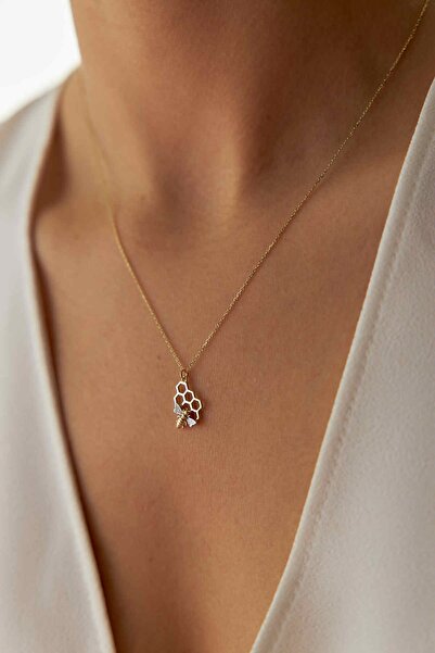 YAVUZ KUYUMCULUK 14 Ayar Altın Petekli Arı Kolye