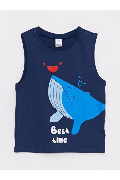 LC Waikiki Crew Neck Printed Cotton Baby Boy Undershirt Pack of 2