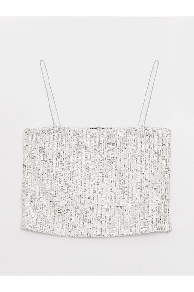 LC Waikiki Crop-Top mit eckigem Kragen und Pailletten für Sportlerinnen