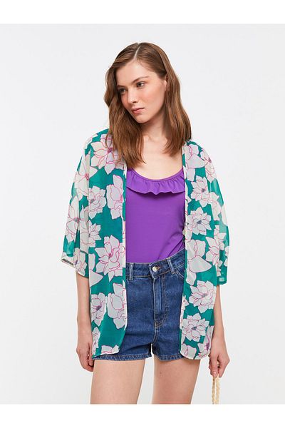 LC Waikiki Patterned Shawl Collar Women's Kimono