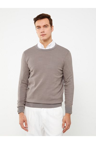 LC Waikiki Langärmliger Herren-Strickpullover mit Rundhalsausschnitt