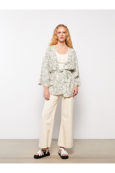 LC Waikiki Shawl Collar Patterned Long Sleeve Women's Kimono