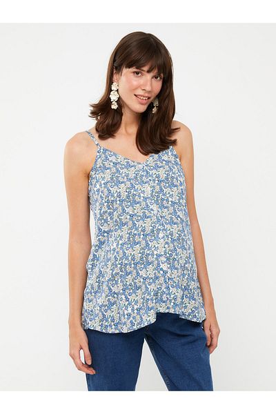 LC Waikiki Umstandsbluse mit V-Ausschnitt und floralen Trägern